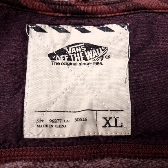 Vans Off The Wall Mens Maroon Hoodie Sweatshirt XL V Neck Distressed Pullover - Picture 6 of 7